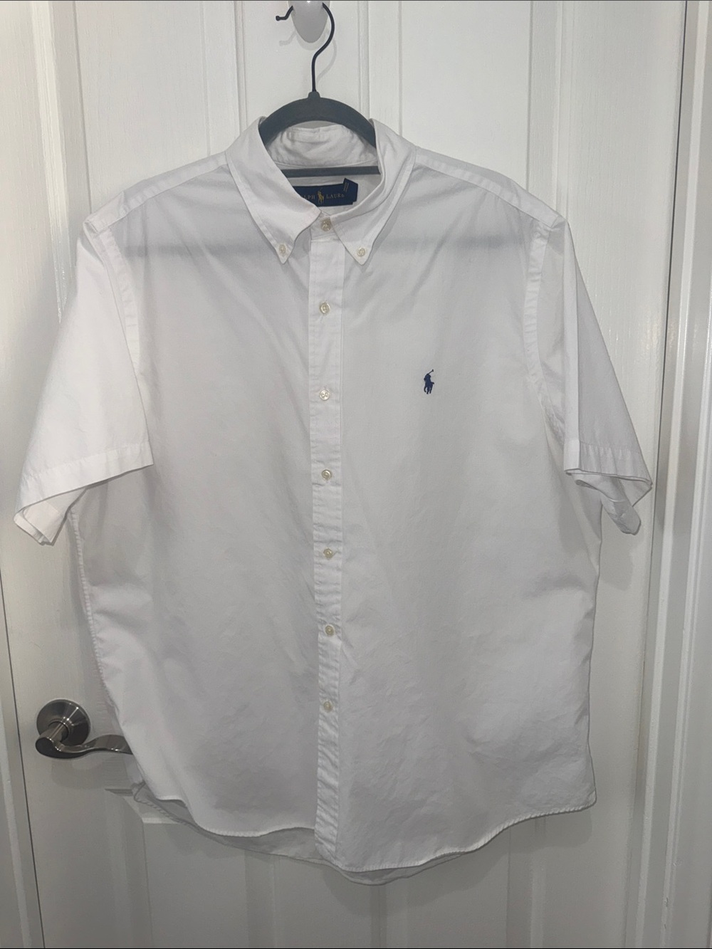 Polo by Ralph Lauren White Short-Sleeve Button-Down Oxford with Blue Pony - XL